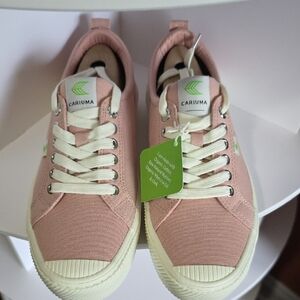 Cariuma Pink and White Sneakers Retro-Inspired Canvas